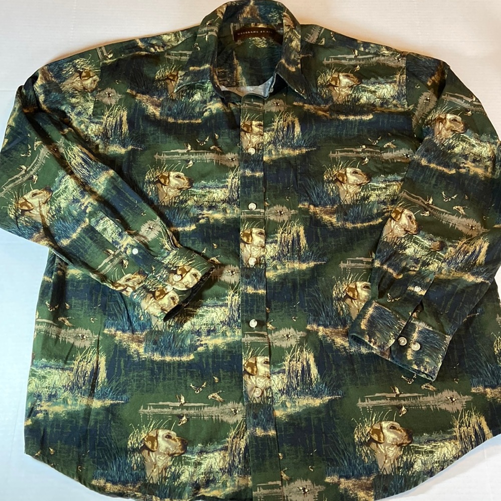 Woodland Trail NWT 100% Cotton Hunt Scene Button-down Shirt